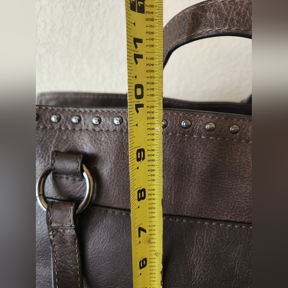 Frye & Co. Leather Stud Satchel Victoria Distressed Chocolate - Picture 5 of 14